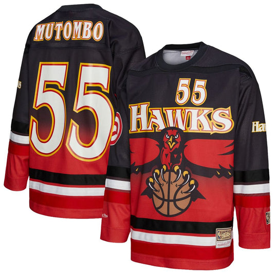 Atlanta Hawks Dikembe Mutombo Mitchell & Ness Unisex Maxxed Out Fashion Hockey Jersey - Red Team Jersey Sports Fan Apparel