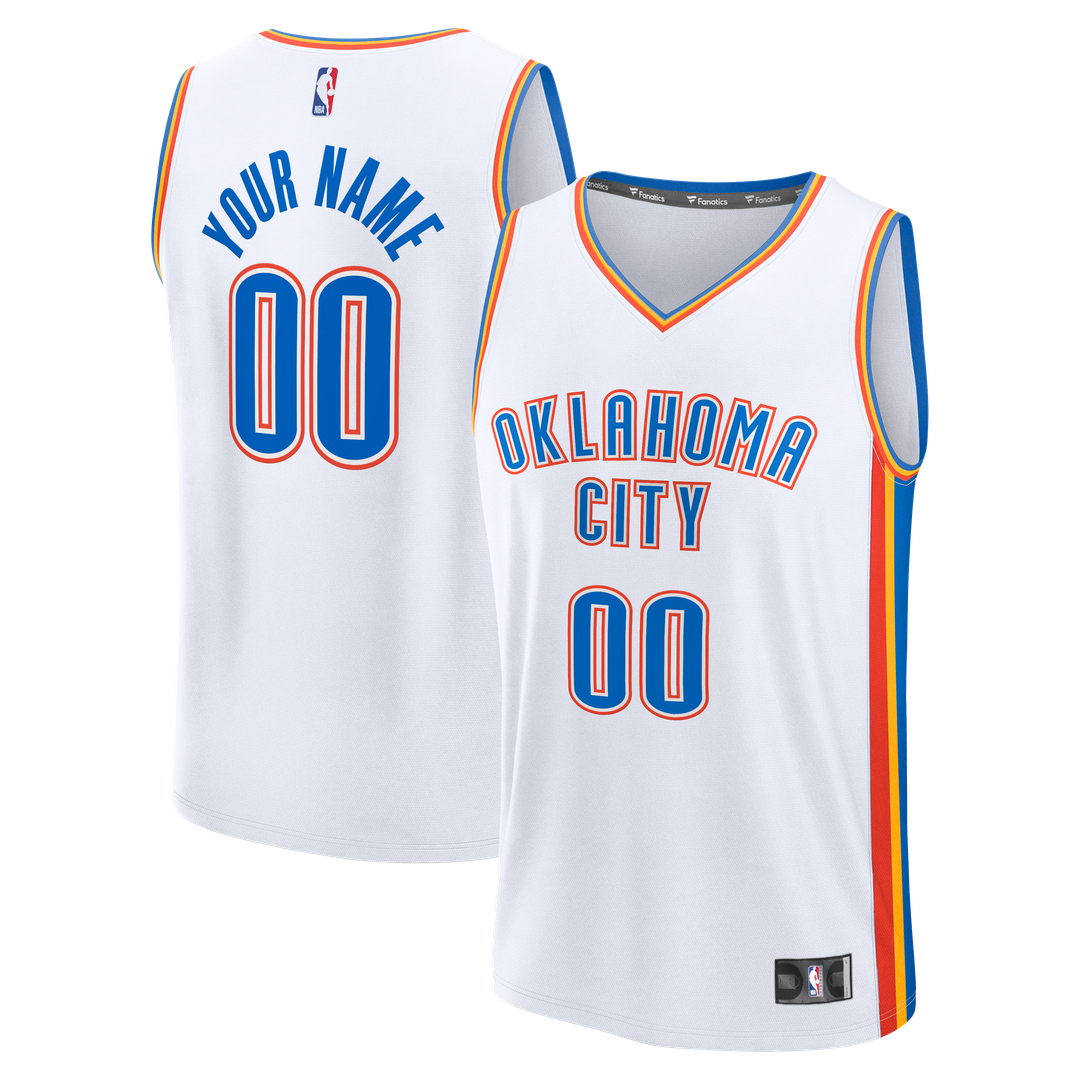 Oklahoma City Thunder Fanatics Youth Fast Break Custom Jersey - Association Edition - White Team Jersey Sports Fan Apparel