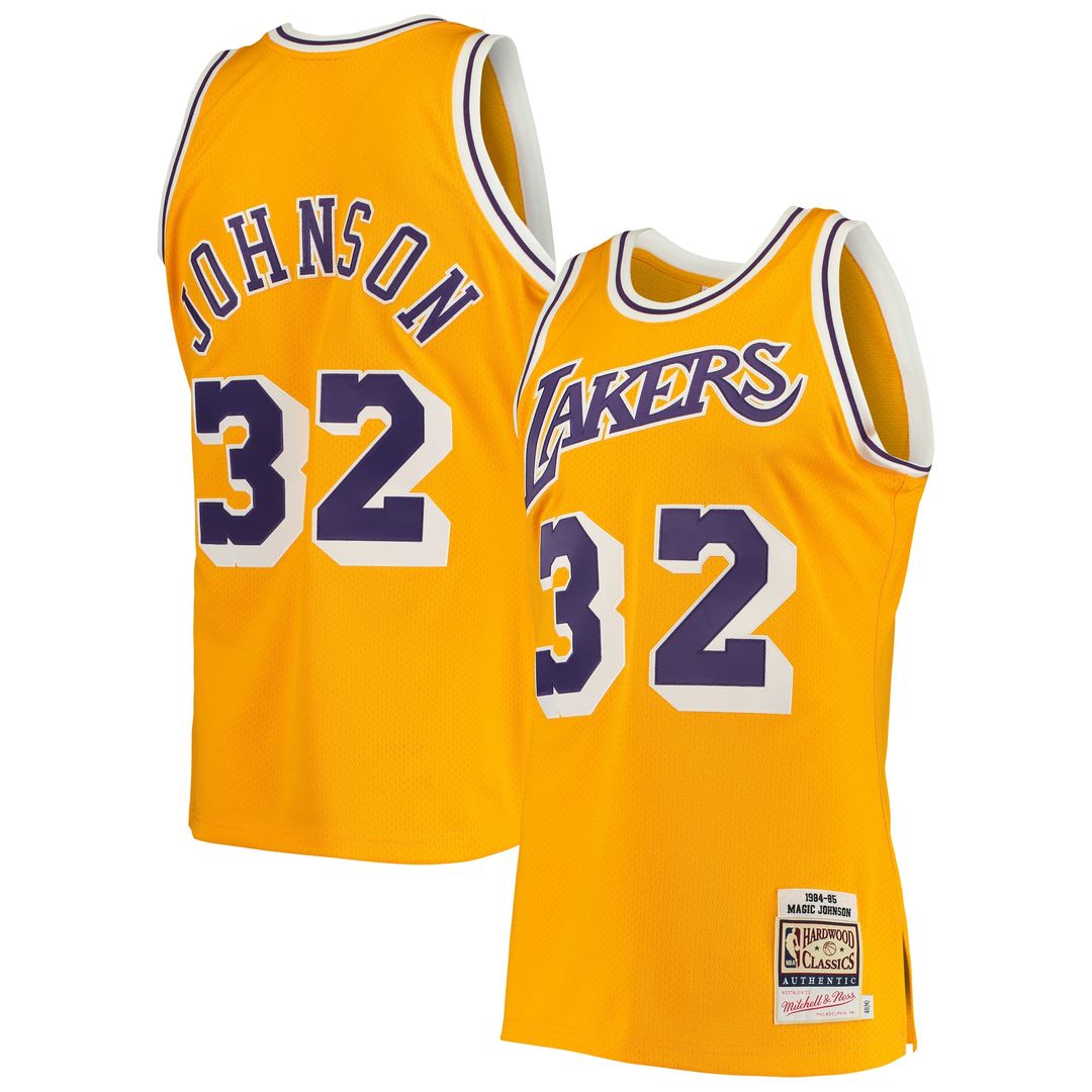 Los Angeles Lakers Magic Johnson Mitchell & Ness 1984/85 Hardwood Classics Authentic Jersey - Purple Team Jersey Sports Fan Apparel