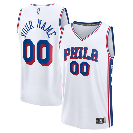 Philadelphia 76ers Fanatics Youth Fast Break Custom Replica Jersey - White - Association Edition Team Jersey Sports Fan Apparel