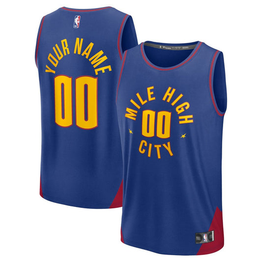 Denver Nuggets Fanatics Youth Fast Break Custom Replica Jersey - Blue - Statement Edition Team Jersey Sports Fan Apparel