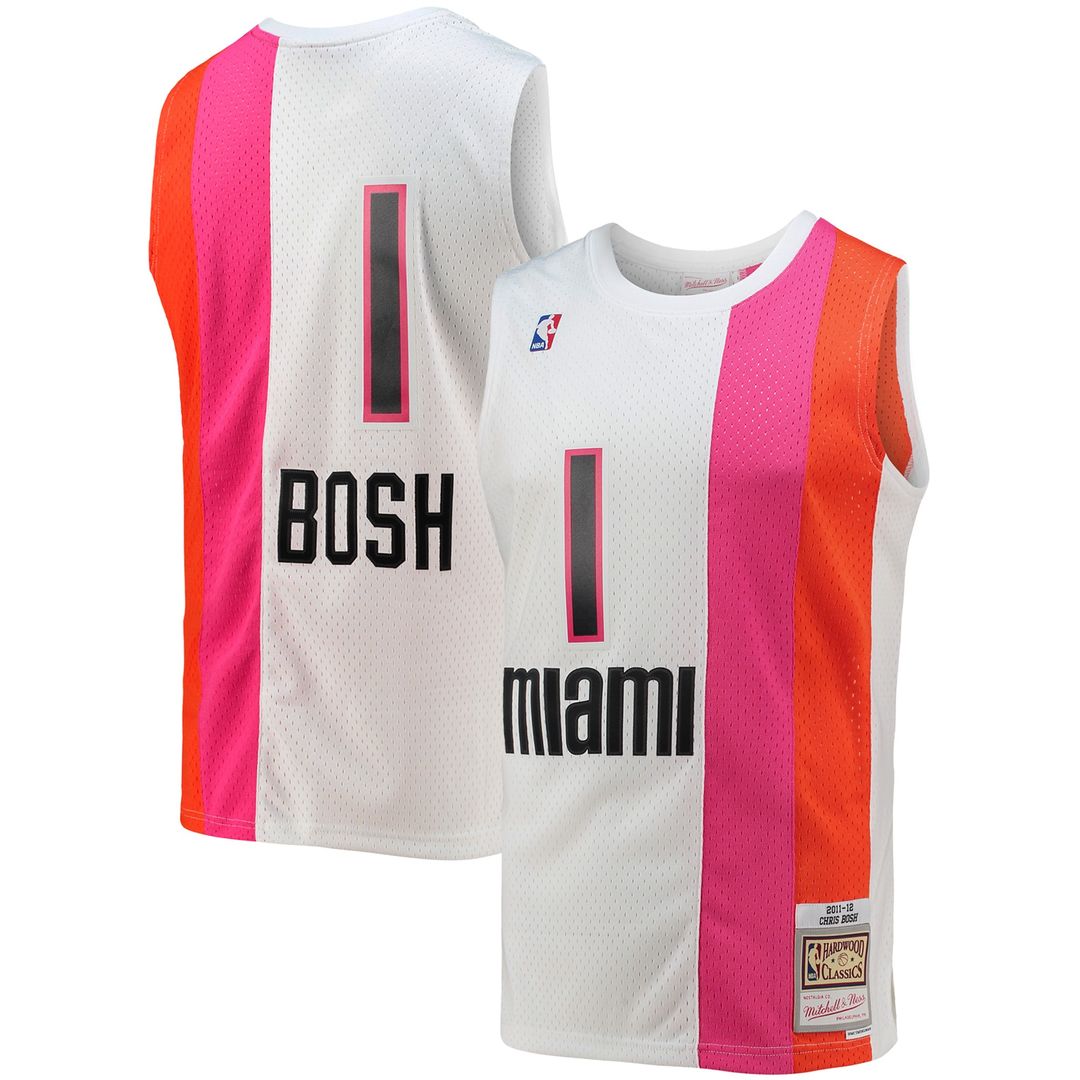 Miami Heat Chris Bosh Mitchell & Ness 2011/12 Hardwood Classics Swingman Jersey - White Team Jersey Sports Fan Apparel