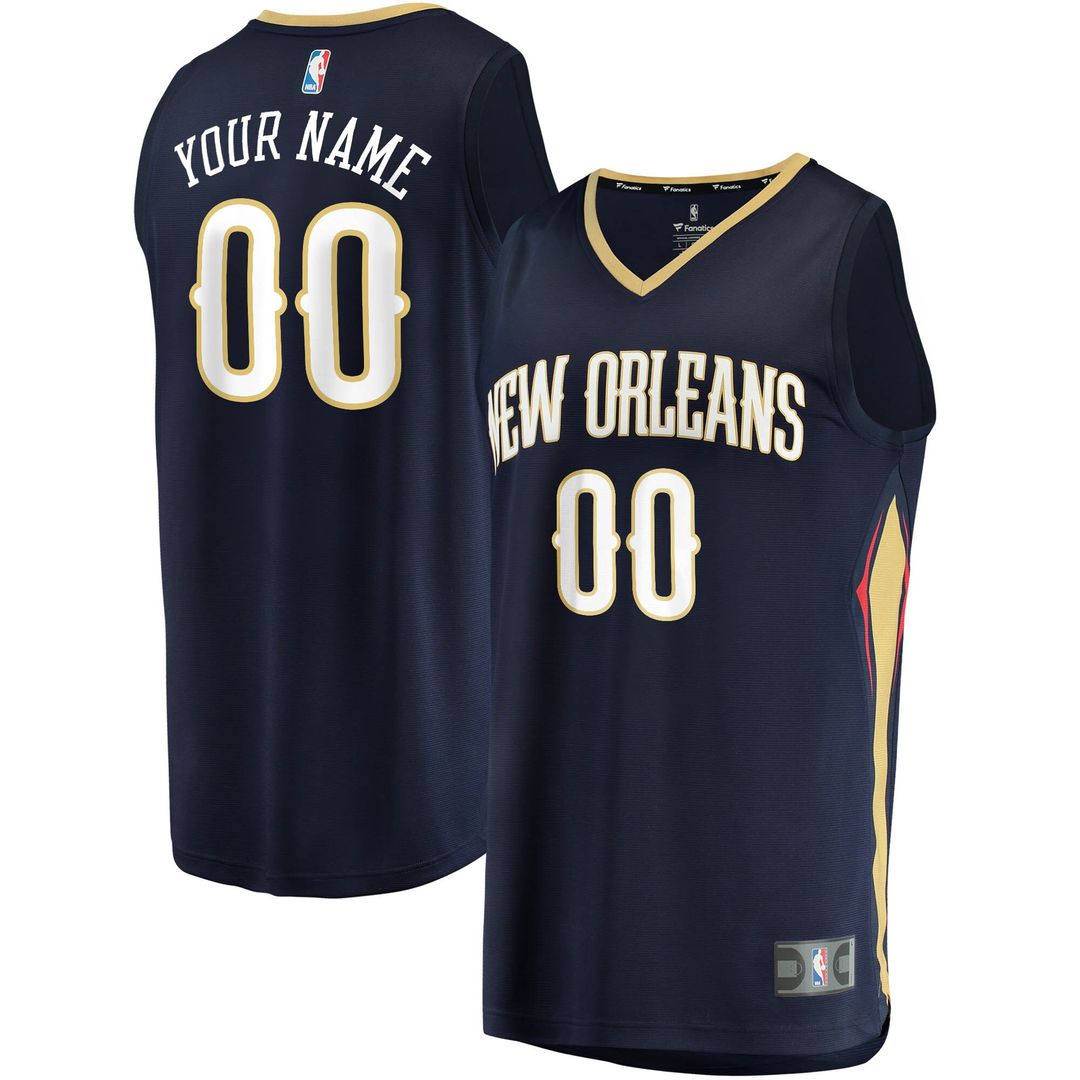 New Orleans Pelicans Fanatics Fast Break Custom Replica Jersey Navy - Icon Edition Team Jersey Sports Fan Apparel