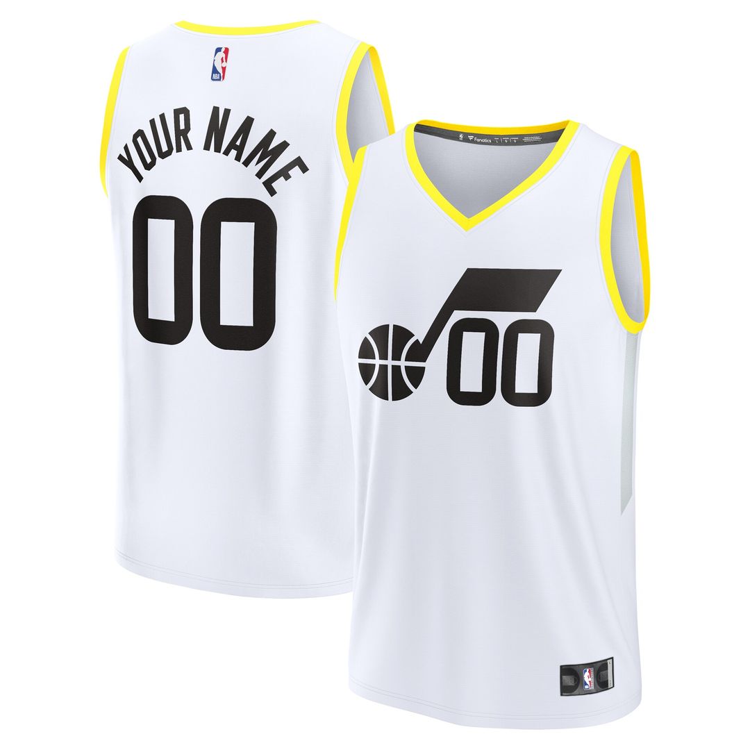 Utah Jazz Fanatics Fast Break Custom Replica Jersey - Association Edition - White Team Jersey Sports Fan Apparel