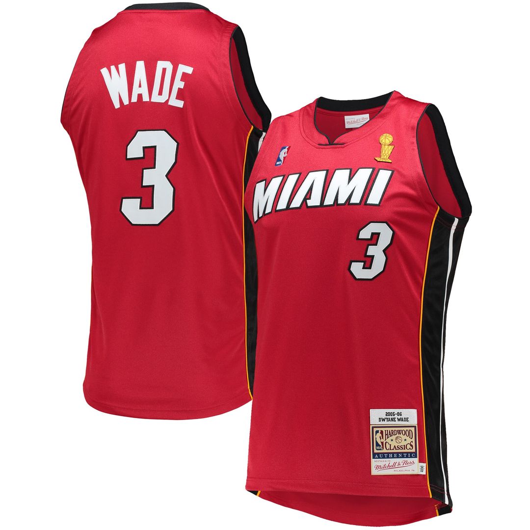 Miami Heat Dwyane Wade Mitchell & Ness 2005 - 06 Hardwood Classics Authentic Jersey - Red Team Jersey Sports Fan Apparel
