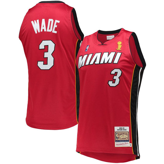 Miami Heat Dwyane Wade Mitchell & Ness 2005 - 06 Hardwood Classics Authentic Jersey - Red Team Jersey Sports Fan Apparel