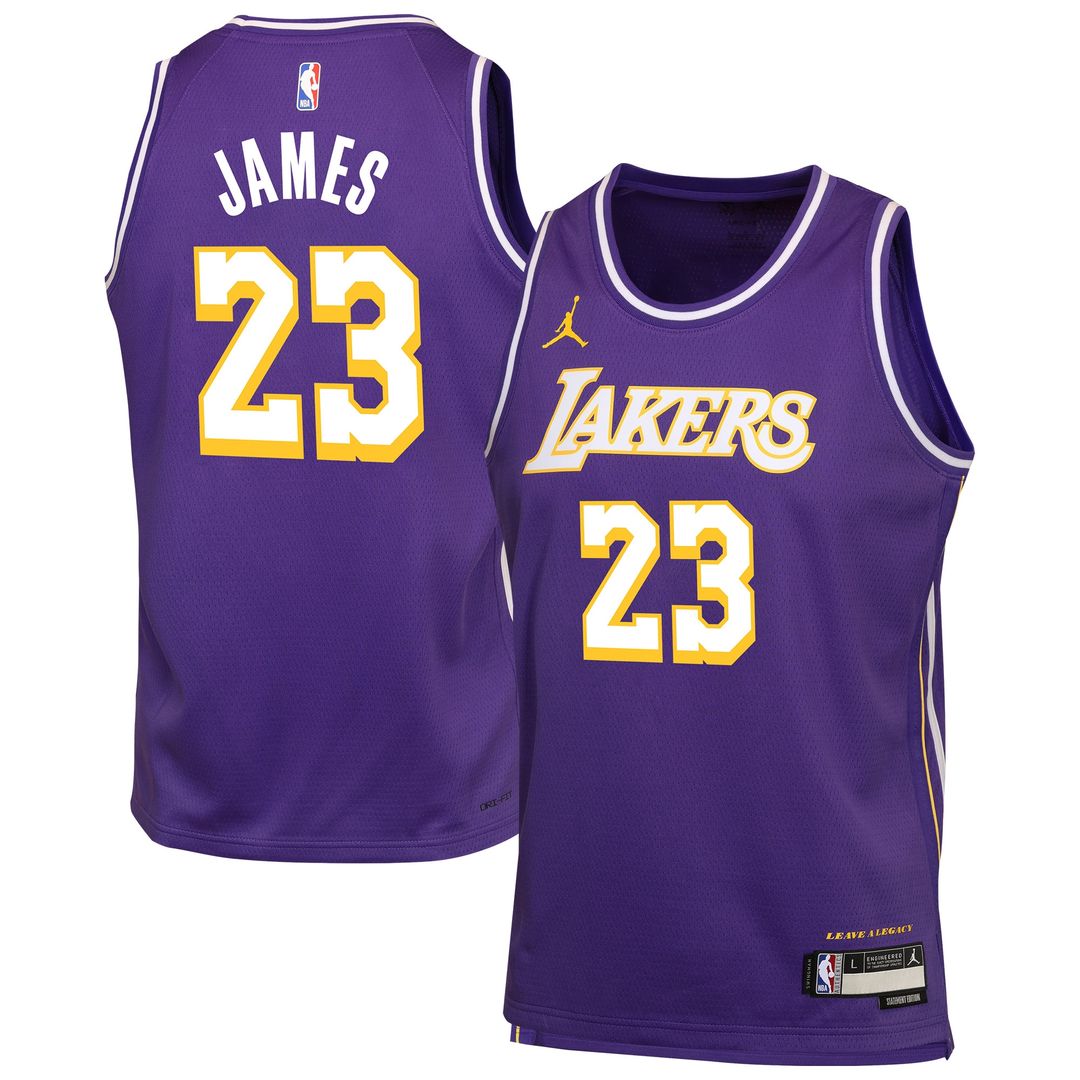 Los Angeles Lakers LeBron James Jordan Brand Youth Swingman Jersey - Statement Edition - Purple Team Jersey Sports Fan Apparel