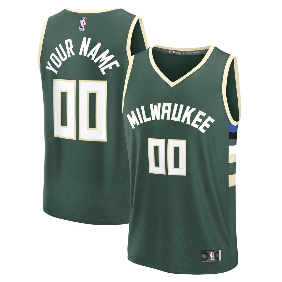 Milwaukee Bucks Fanatics Youth Fast Break Custom Replica Jersey - White - Association Edition Team Jersey Sports Fan Apparel