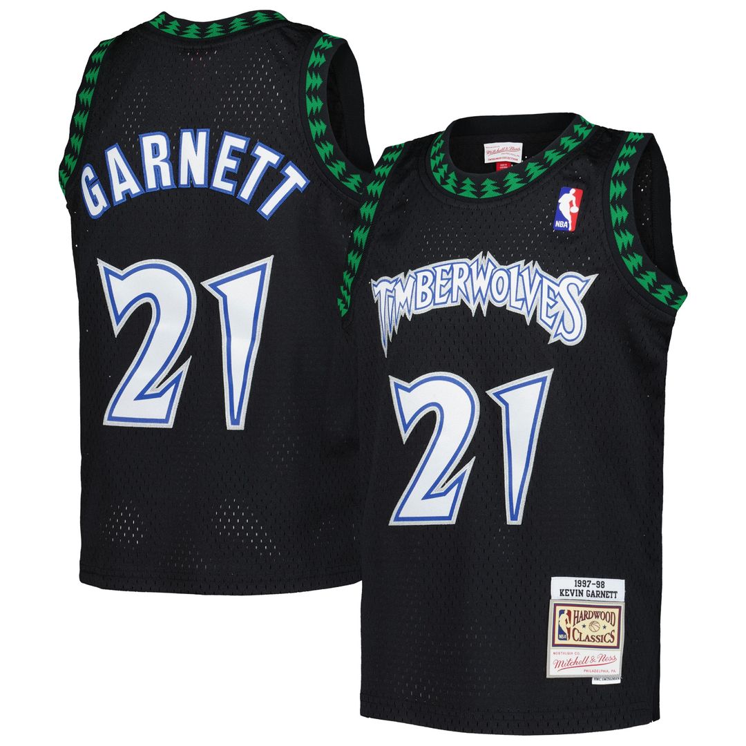Minnesota Timberwolves Kevin Garnett Mitchell & Ness Youth 1997/98 Hardwood Classics Swingman Jersey - Black Team Jersey Sports Fan Apparel