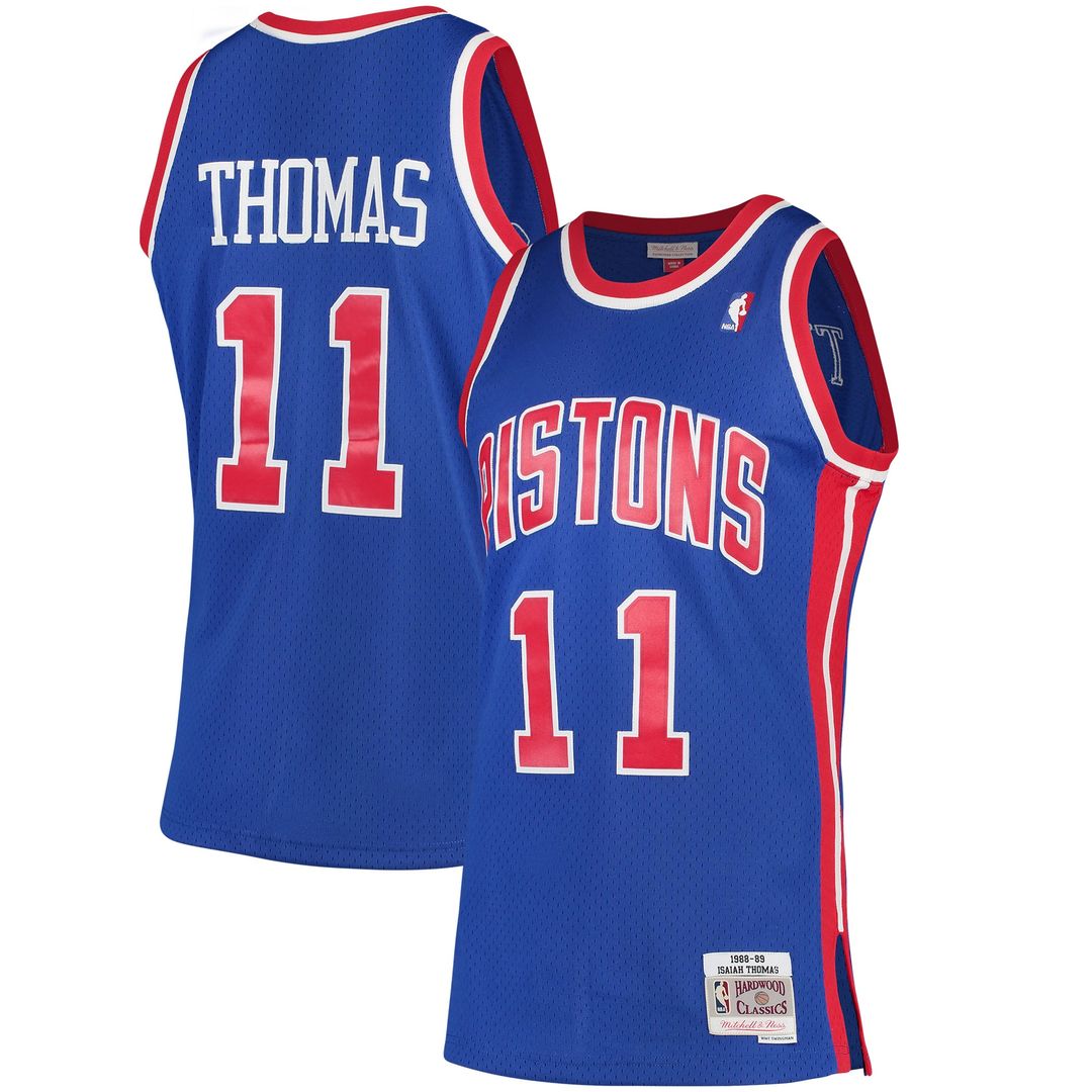 Detroit Pistons Isiah Thomas Mitchell & Ness 1988/89 Hardwood Classics Swingman Jersey - Blue Team Jersey Sports Fan Apparel
