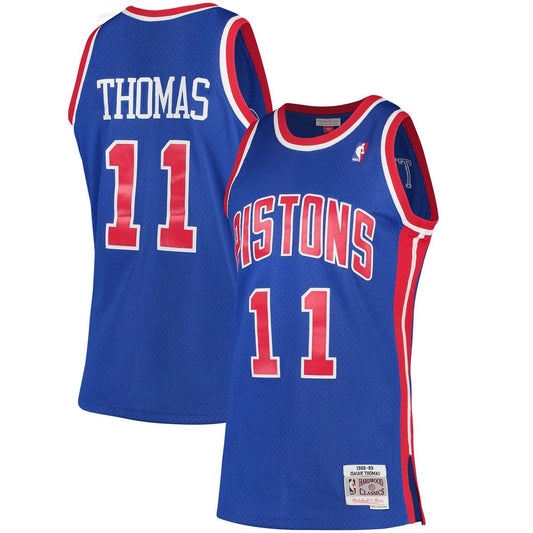 Detroit Pistons Isiah Thomas Mitchell & Ness 1988/89 Hardwood Classics Swingman Jersey - Blue Team Jersey Sports Fan Apparel