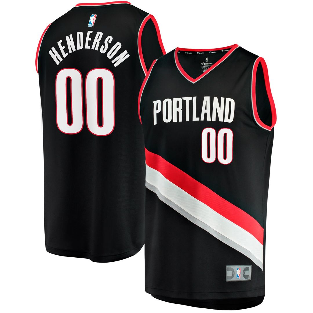 Portland Trail Blazers Scoot Henderson Fanatics Fast Break Replica Jersey - Icon Edition - Black Team Jersey Sports Fan Apparel