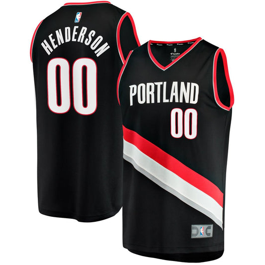 Portland Trail Blazers Scoot Henderson Fanatics Fast Break Replica Jersey - Icon Edition - Black Team Jersey Sports Fan Apparel
