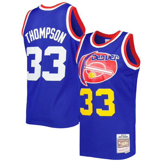 Denver Nuggets David Thompson Mitchell & Ness Hardwood Classics 1975/76 Swingman Jersey - Royal Team Jersey Sports Fan Apparel