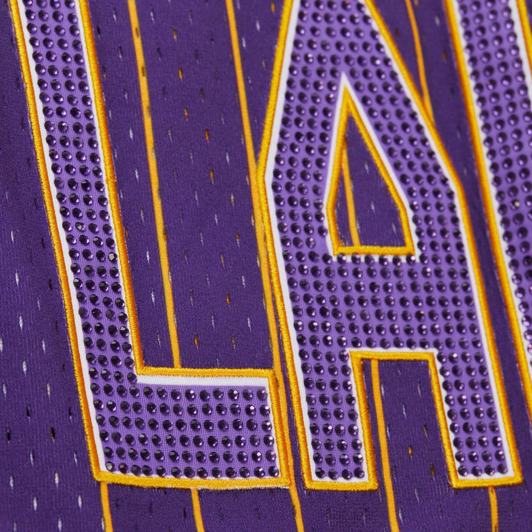 Los Angeles Lakers Mitchell & Ness x DANNIJO Women's Fashion Baseball Jersey - Purple Team Jersey Sports Fan Apparel