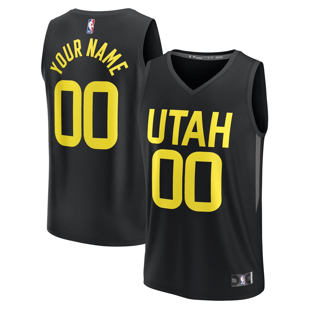 Utah Jazz Fanatics Youth Fast Break Replica Custom Jersey - Statement Edition - Black Team Jersey Sports Fan Apparel