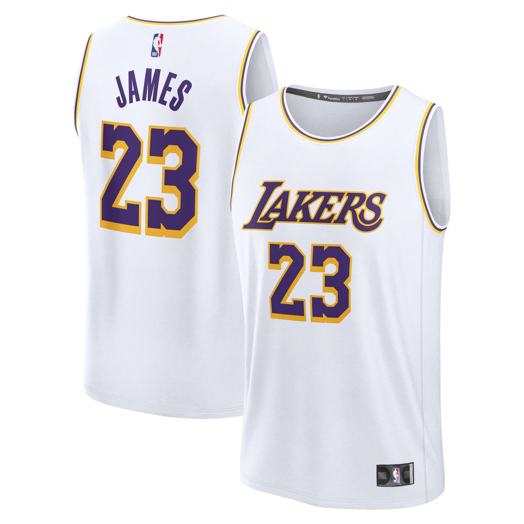 Los Angeles Lakers LeBron James Fanatics Fast Break Replica Player Jersey - Association Edition - White Team Jersey Sports Fan Apparel