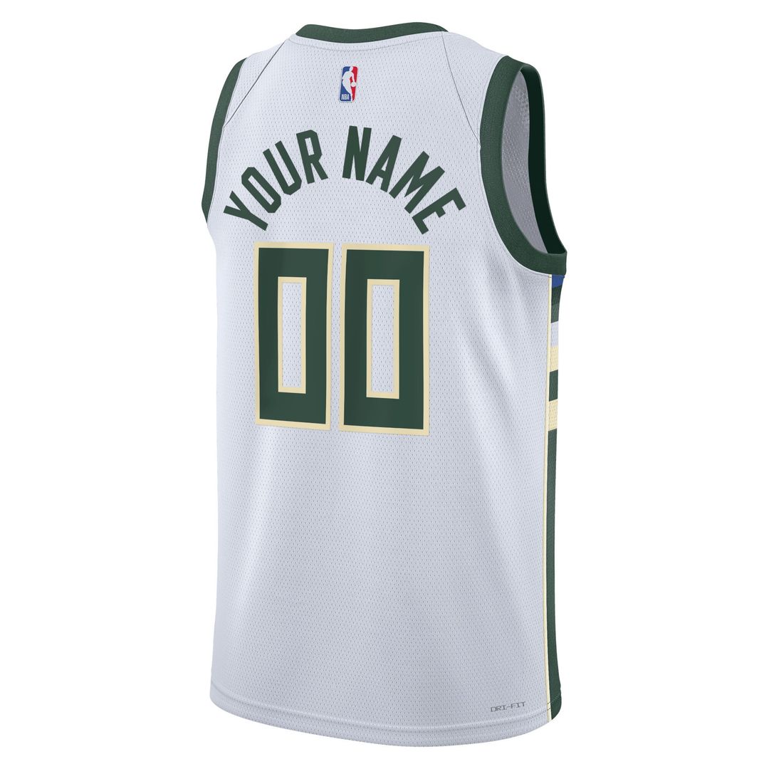 Milwaukee Bucks Nike Unisex Swingman Custom Jersey White - Association Edition Team Jersey Sports Fan Apparel