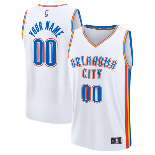 Oklahoma City Thunder Fanatics Youth Fast Break Custom Jersey - Association Edition - White Team Jersey Sports Fan Apparel
