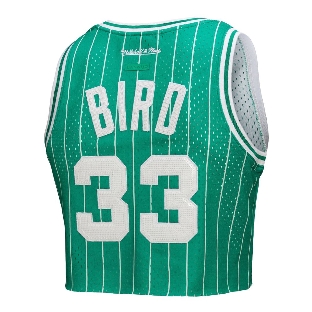 Boston Celtics Larry Bird Mitchell & Ness x DANNIJO Women's Fashion Cropped Basketball Jersey - Kelly Green Team Jersey Sports Fan Apparel