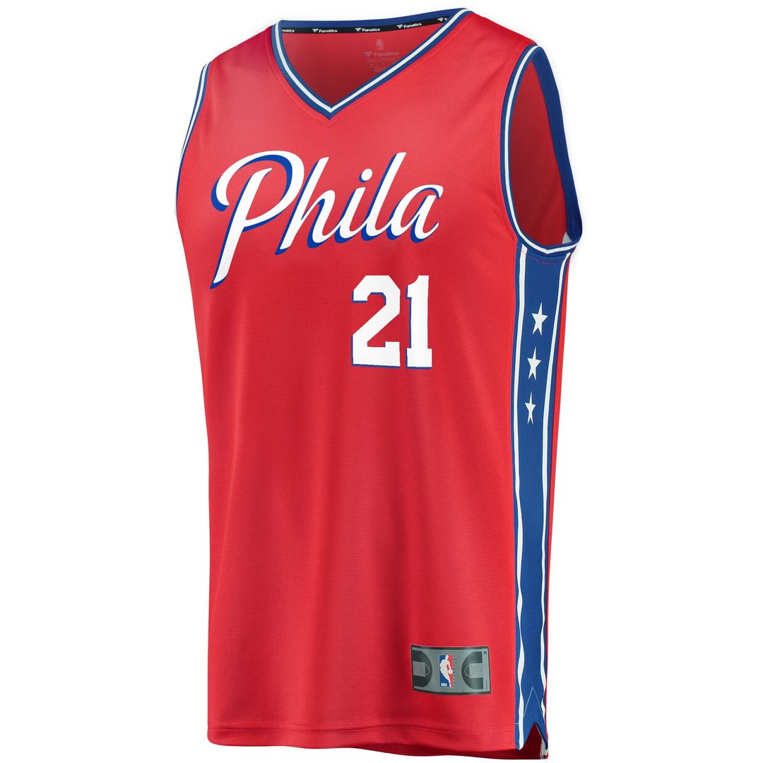 Philadelphia 76ers Joel Embiid Fanatics Youth 2019/20 Fast Break Replica Player Team Jersey - Statement Edition - Red Team Jersey Sports Fan Apparel