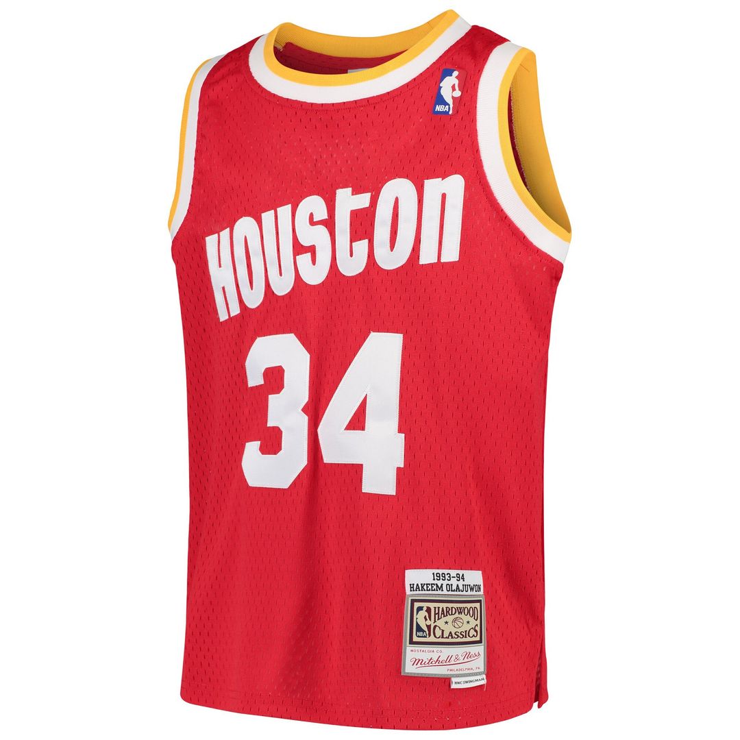 Houston Rockets Hakeem Olajuwon Mitchell & Ness Youth 1996/97 Hardwood Classics Swingman Jersey - Red Team Jersey Sports Fan Apparel
