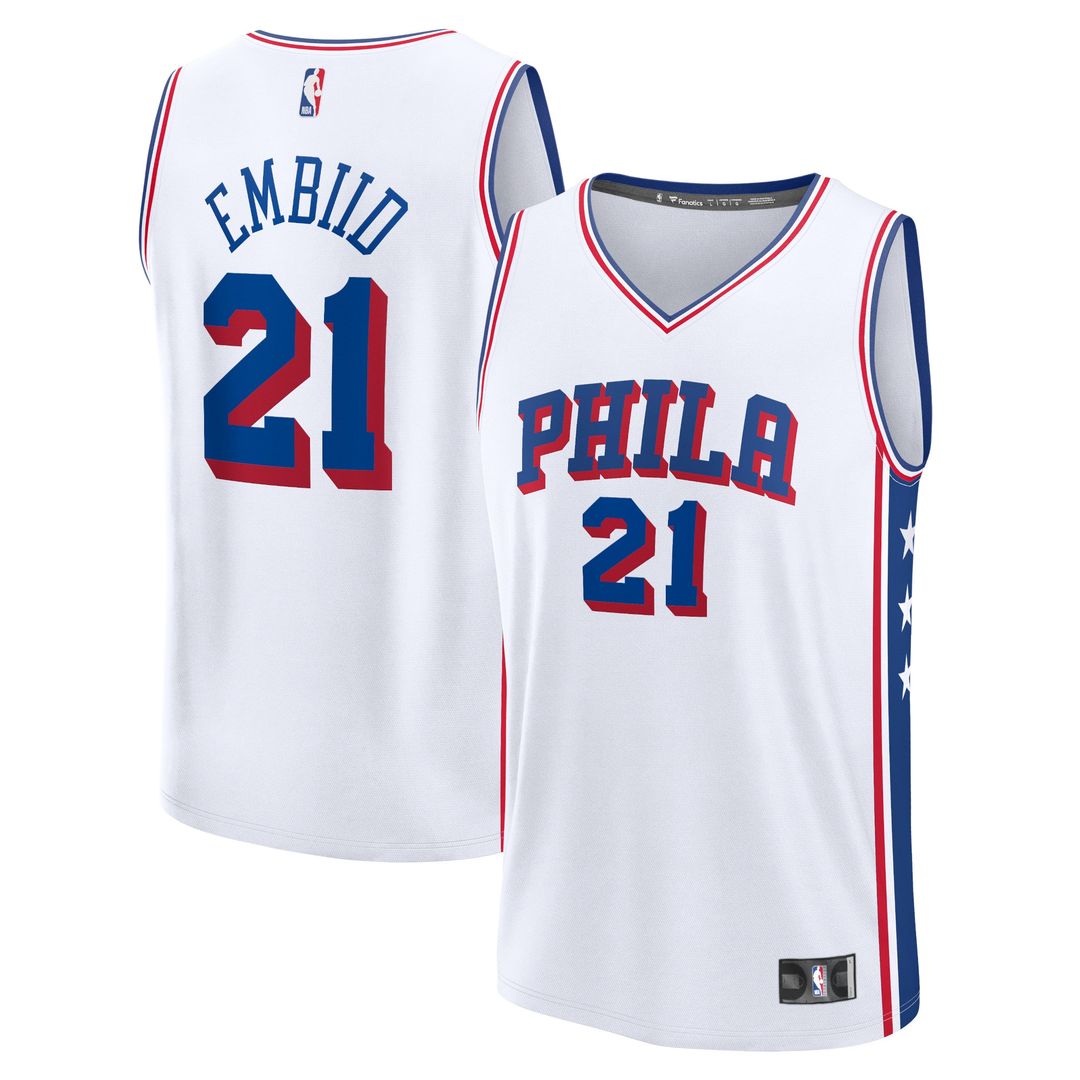 Philadelphia 76ers Joel Embiid Fanatics Fast Break Replica Jersey - Association Edition - White Team Jersey Sports Fan Apparel