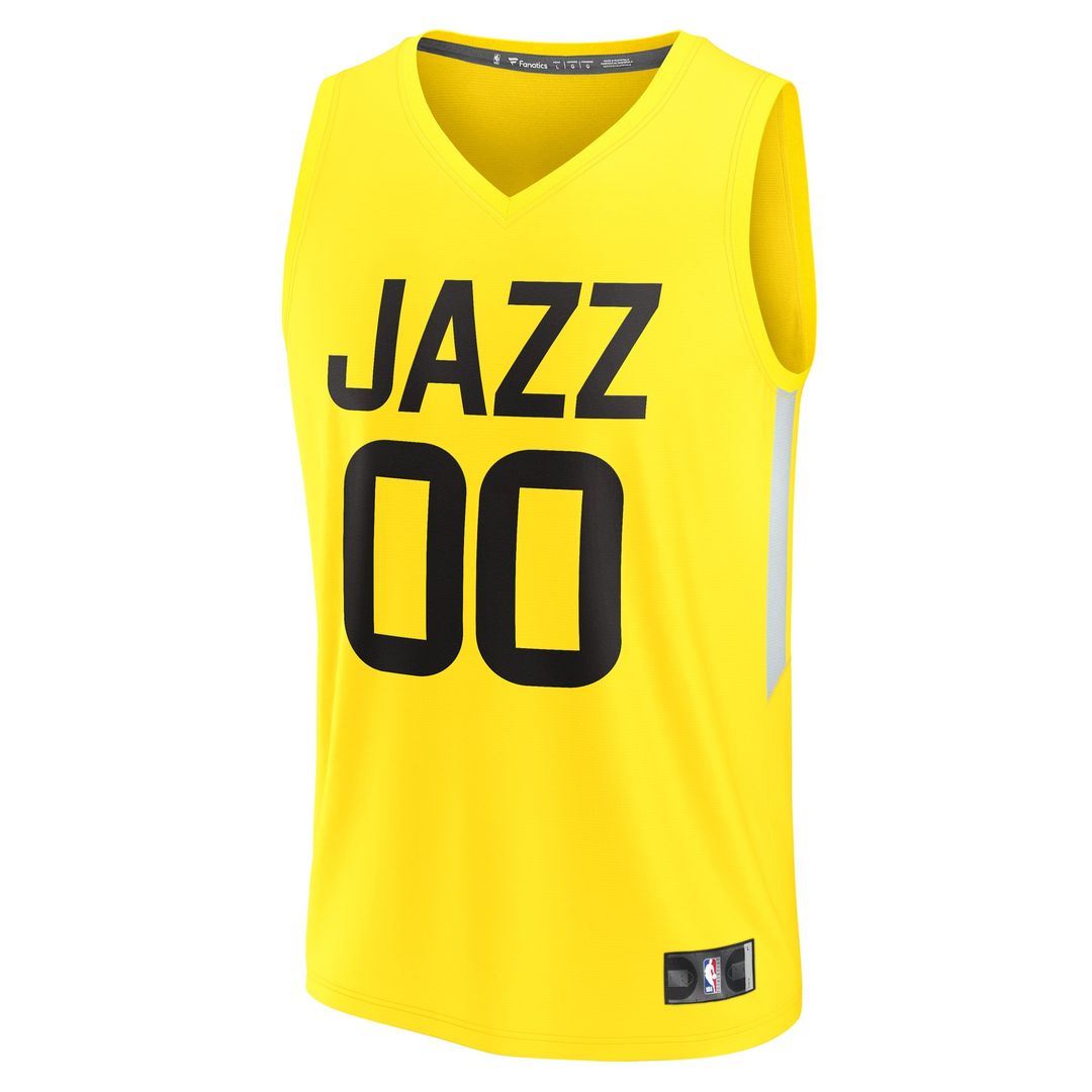 Utah Jazz Fanatics Fast Break Replica Custom Jersey - Icon Edition - Yellow Team Jersey Sports Fan Apparel