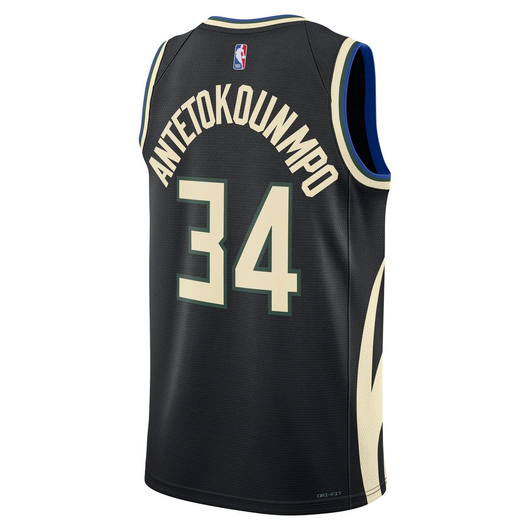 Milwaukee Bucks Giannis Antetokounmpo Jordan Brand Unisex Swingman Jersey - Statement Edition - Black Team Jersey Sports Fan Apparel