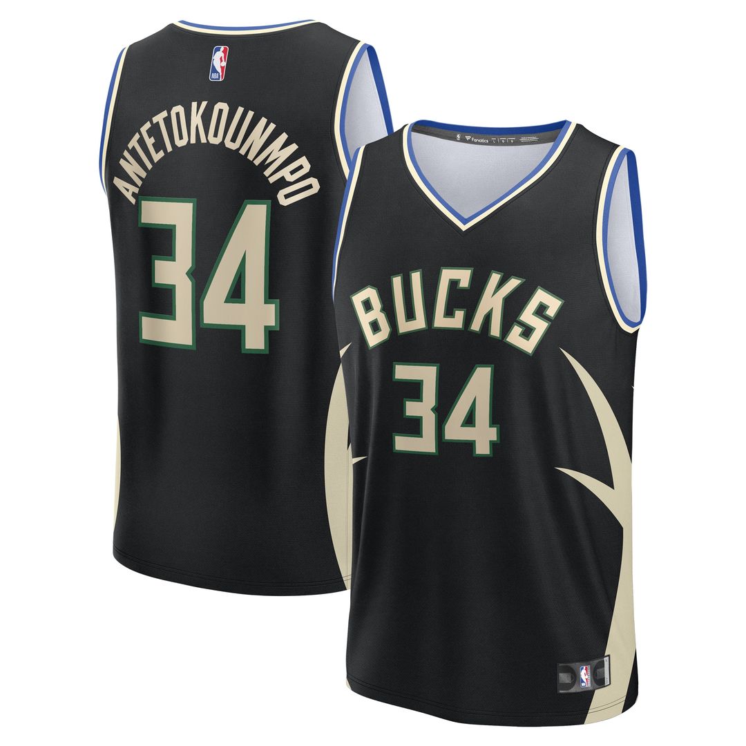 Milwaukee Bucks Giannis Antetokounmpo Fanatics Fast Break Replica Player Jersey - Statement Edition - Black Team Jersey Sports Fan Apparel