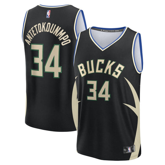 Milwaukee Bucks Giannis Antetokounmpo Fanatics Fast Break Replica Player Jersey - Statement Edition - Black Team Jersey Sports Fan Apparel