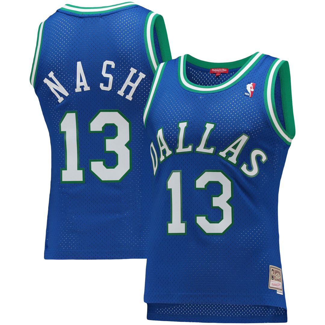 Dallas Mavericks Steve Nash Mitchell & Ness Women's 1998/99 Hardwood Classics Swingman Jersey - Blue Team Jersey Sports Fan Apparel