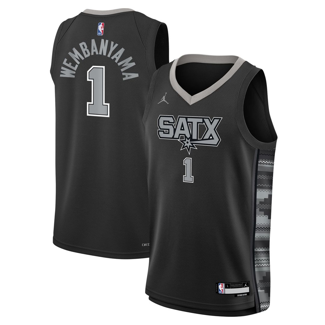 San Antonio Spurs Victor Wembanyama Jordan Brand Youth Swingman Jersey - Statement Edition - Black Team Jersey Sports Fan Apparel