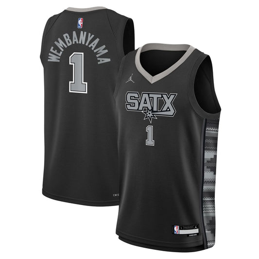 San Antonio Spurs Victor Wembanyama Jordan Brand Youth Swingman Jersey - Statement Edition - Black Team Jersey Sports Fan Apparel