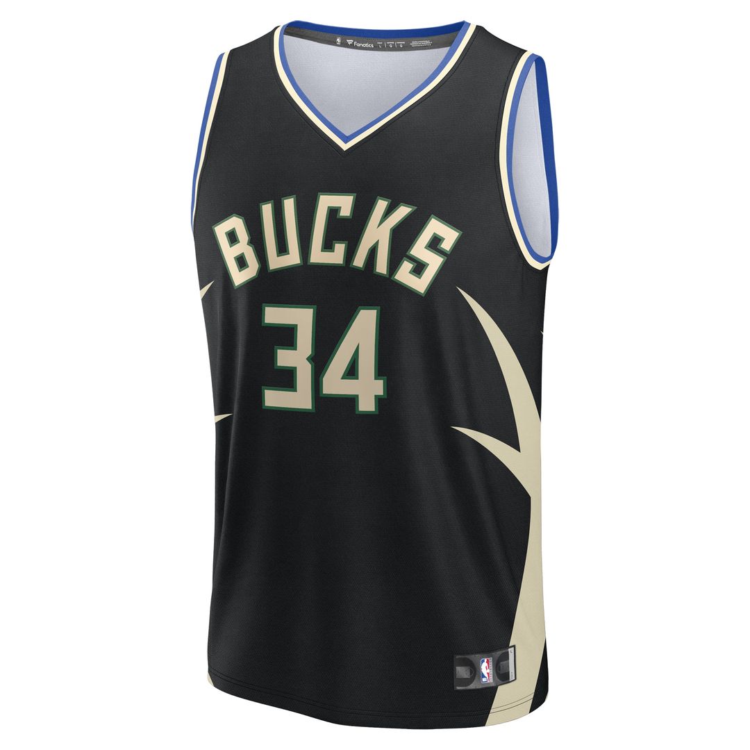 Milwaukee Bucks Giannis Antetokounmpo Fanatics Fast Break Replica Player Jersey - Statement Edition - Black Team Jersey Sports Fan Apparel