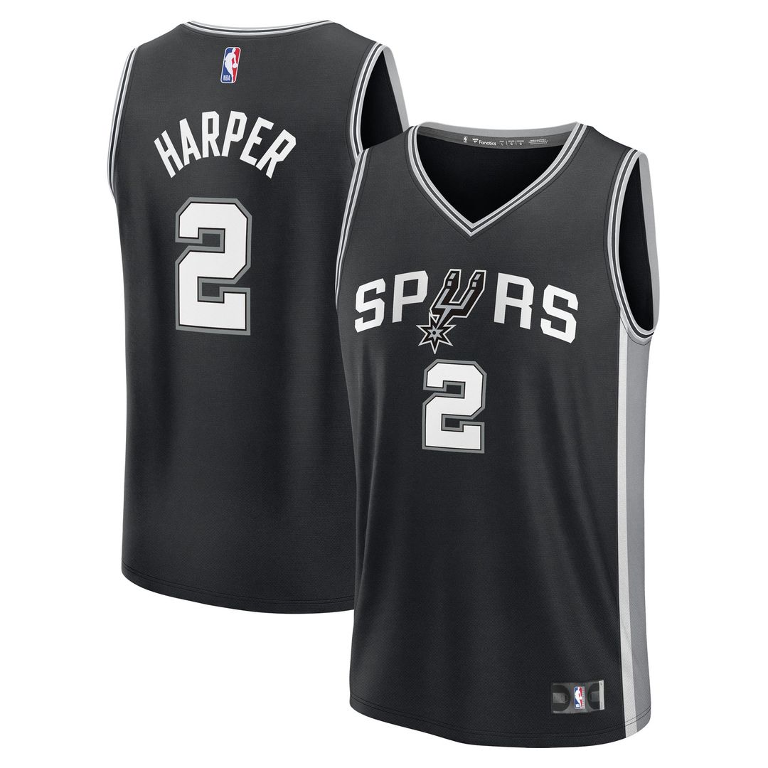 San Antonio Spurs Dylan Harper Fanatics 2025 NBA Draft First Round Pick Fast Break Replica Jersey - Icon Edition - Black Team Jersey Sports Fan Appare