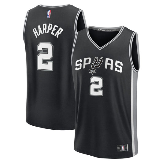 San Antonio Spurs Dylan Harper Fanatics 2025 NBA Draft First Round Pick Fast Break Replica Jersey - Icon Edition - Black Team Jersey Sports Fan Appare