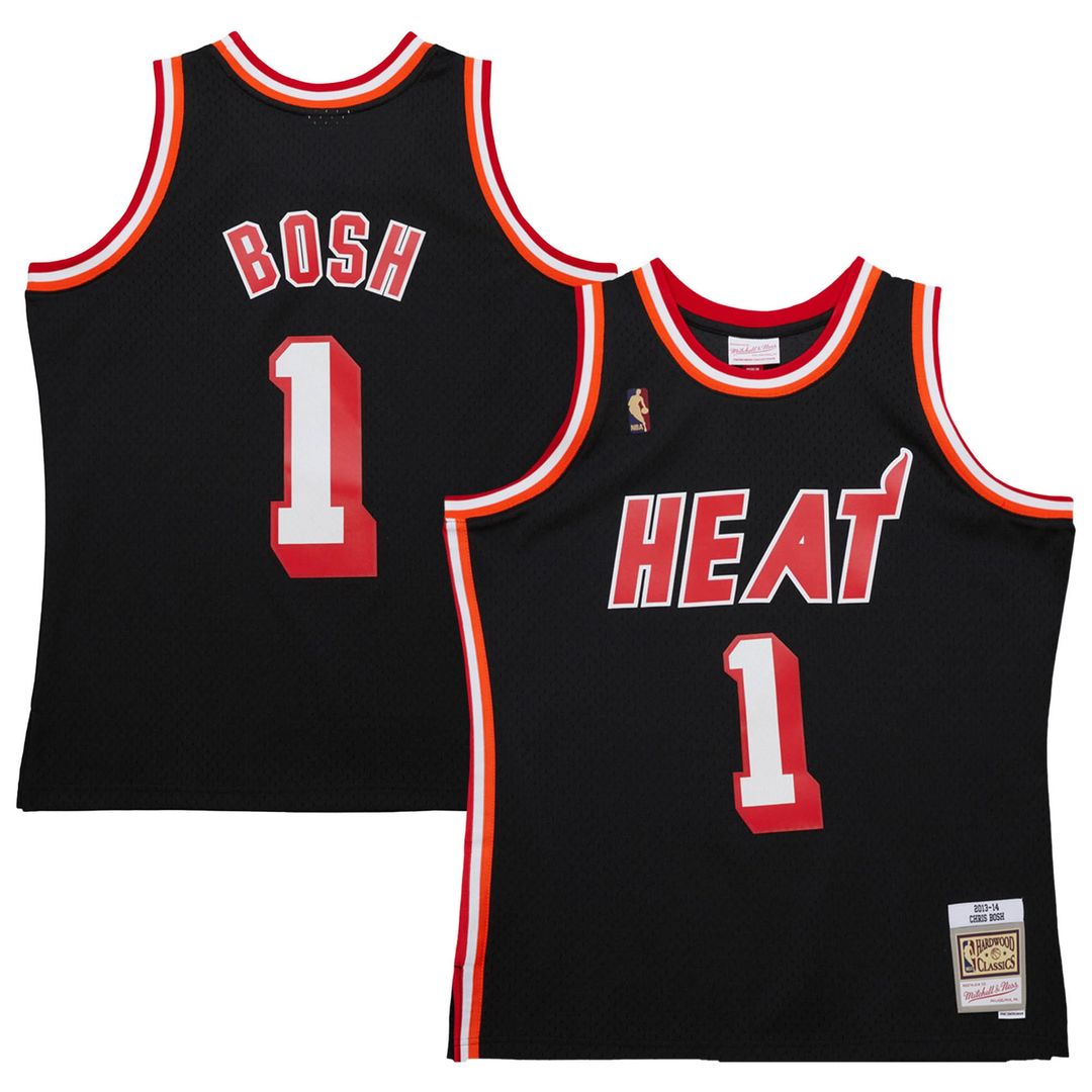 Miami Heat Chris Bosh Mitchell & Ness 2013/14 Hardwood Classics Swingman Jersey - Black Team Jersey Sports Fan Apparel