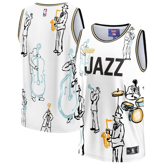 Utah Jazz NBA & KidSuper Studios by Fanatics Unisex Hometown Jersey - White Team Jersey Sports Fan Apparel