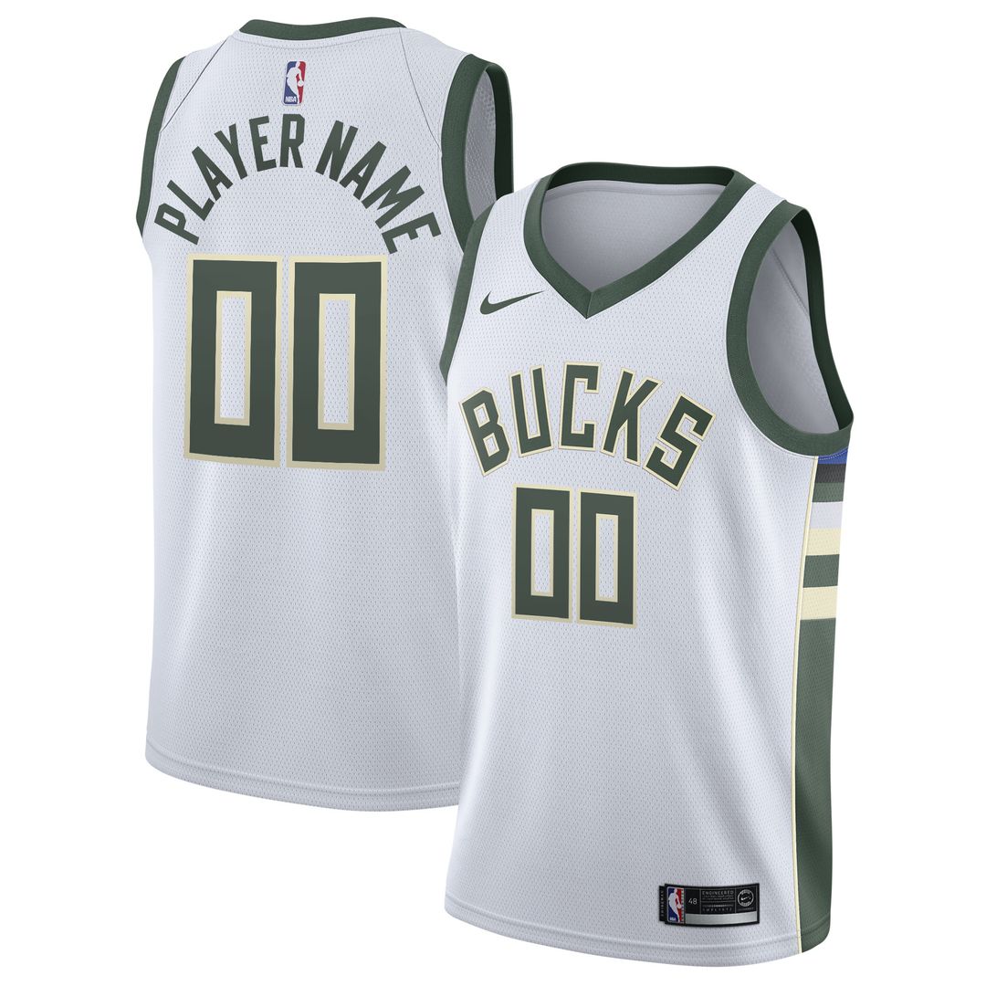 Milwaukee Bucks Nike 2020/21 Swingman Custom Jersey - Association Edition - White Team Jersey Sports Fan Apparel