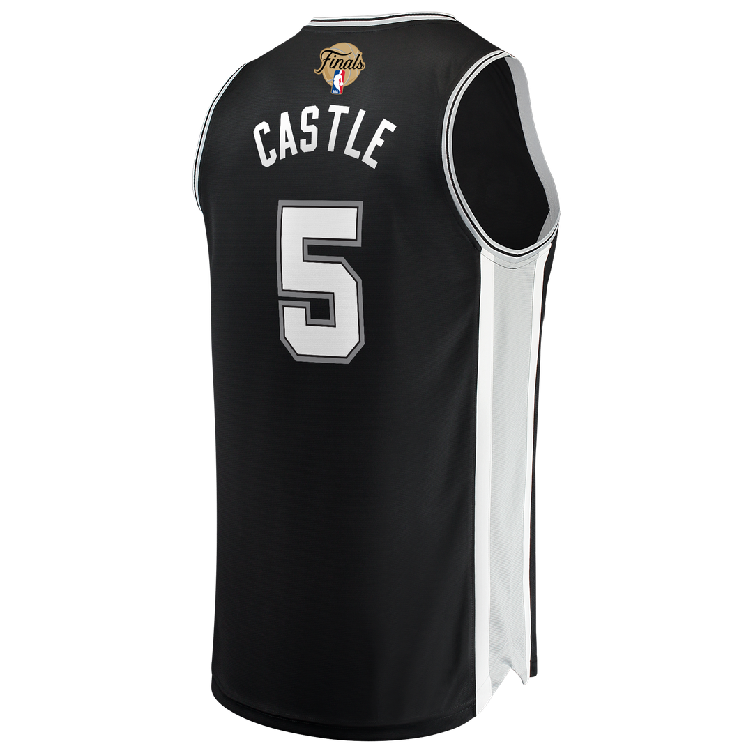San Antonio Spurs Stephon Castle Fanatics 2026 NBA Finals Patch Fast Break Jersey - Icon Edition - Black Team Jersey Sports Fan Apparel