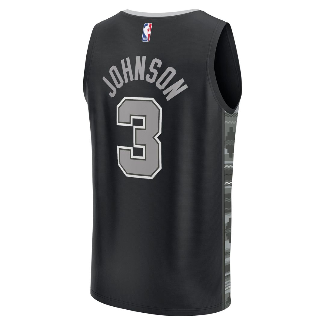 San Antonio Spurs Keldon Johnson Fanatics Fast Break Replica Player Jersey - Statement Edition - Black Team Jersey Sports Fan Apparel