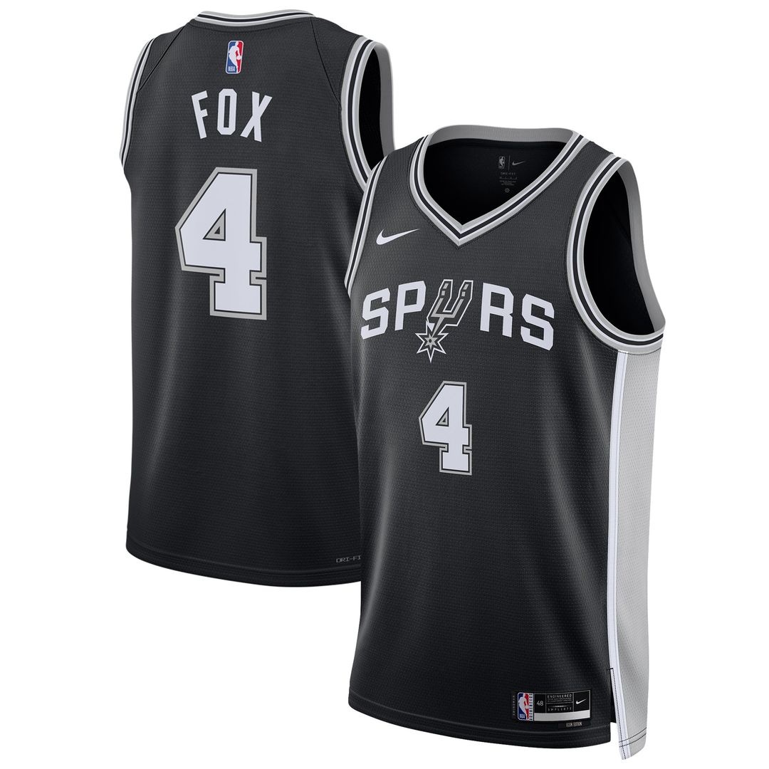 San Antonio Spurs De'Aaron Fox Nike Unisex Swingman Player Jersey - Icon Edition - Black Team Jersey Sports Fan Apparel