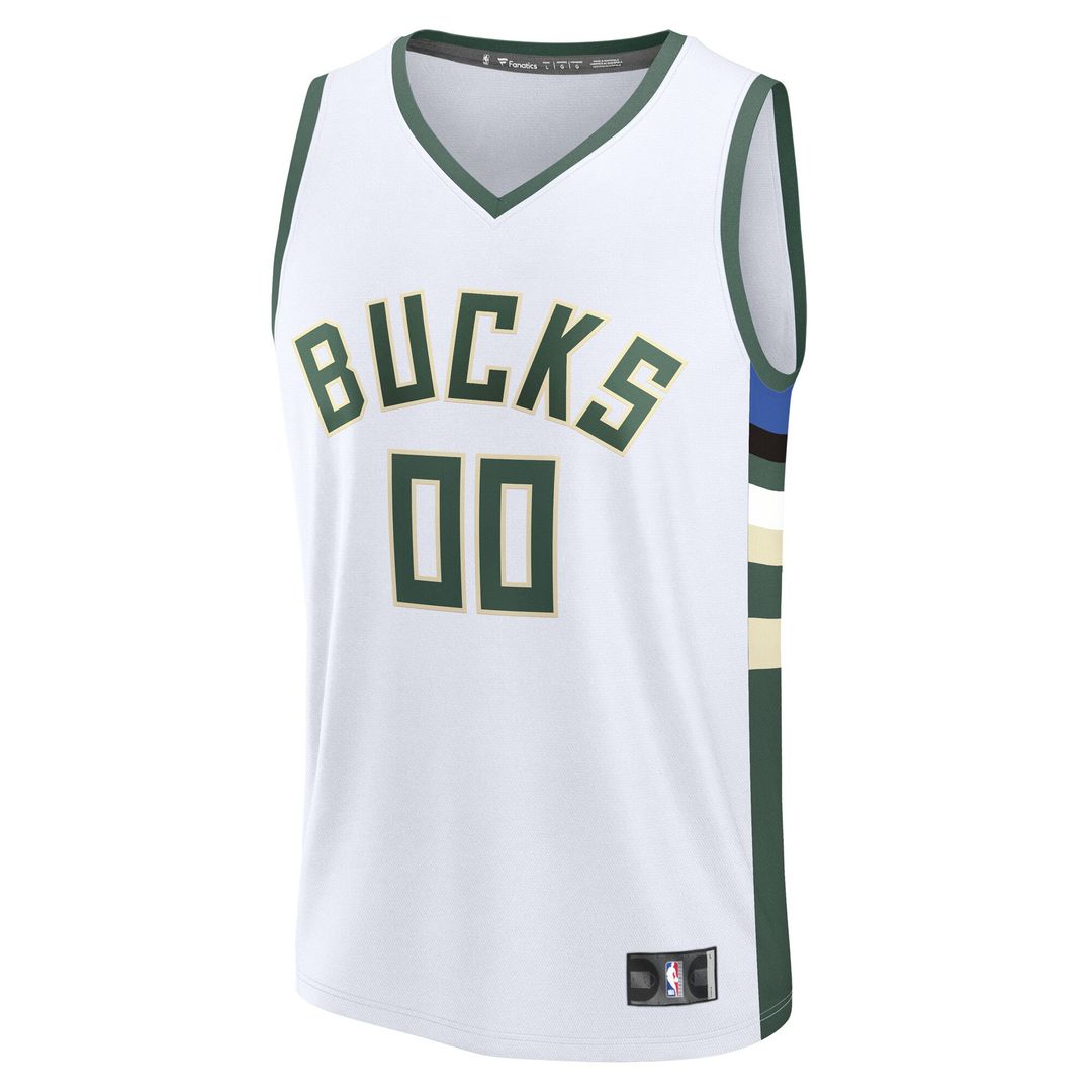 Milwaukee Bucks Fanatics Youth Fast Break Custom Replica Jersey - White - Association Edition Team Jersey Sports Fan Apparel