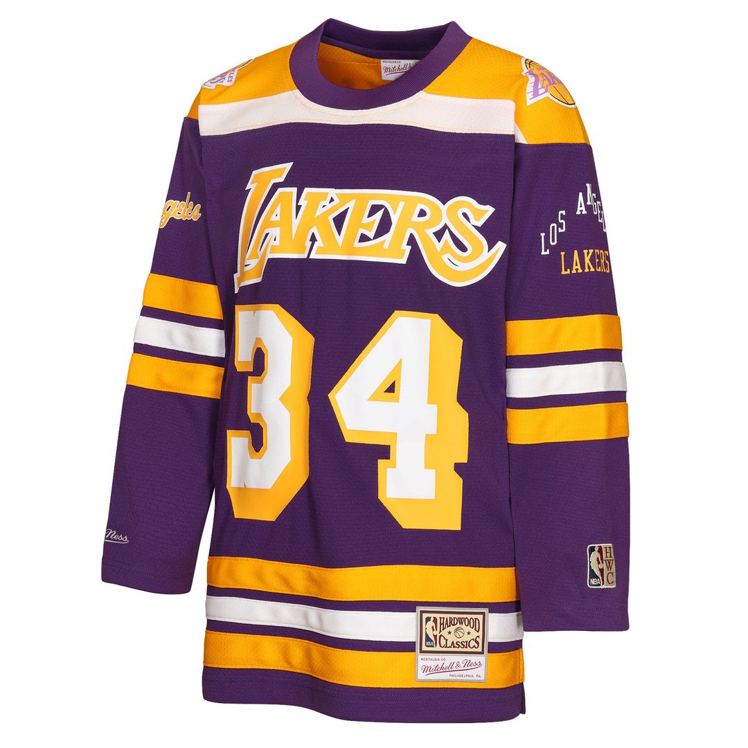 Los Angeles Lakers Shaquille O'Neal Mitchell & Ness Youth Maxxed Out 2.0 Fashion Hockey Jersey - Purple Team Jersey Sports Fan Apparel