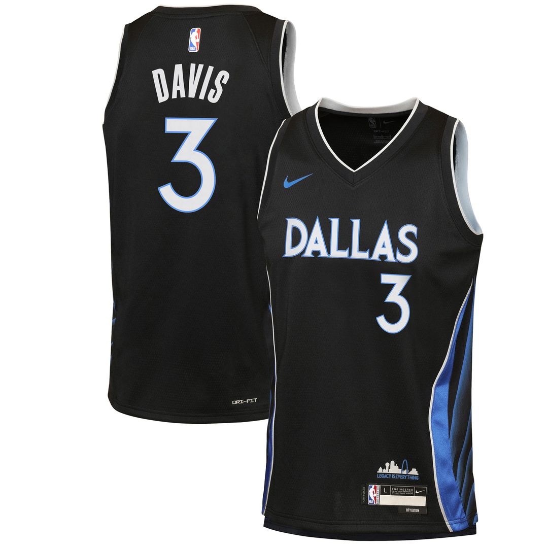 Dallas Mavericks Anthony Davis Nike Youth 2025/26 City Edition Swingman Jersey - Black Team Jersey Sports Fan Apparel