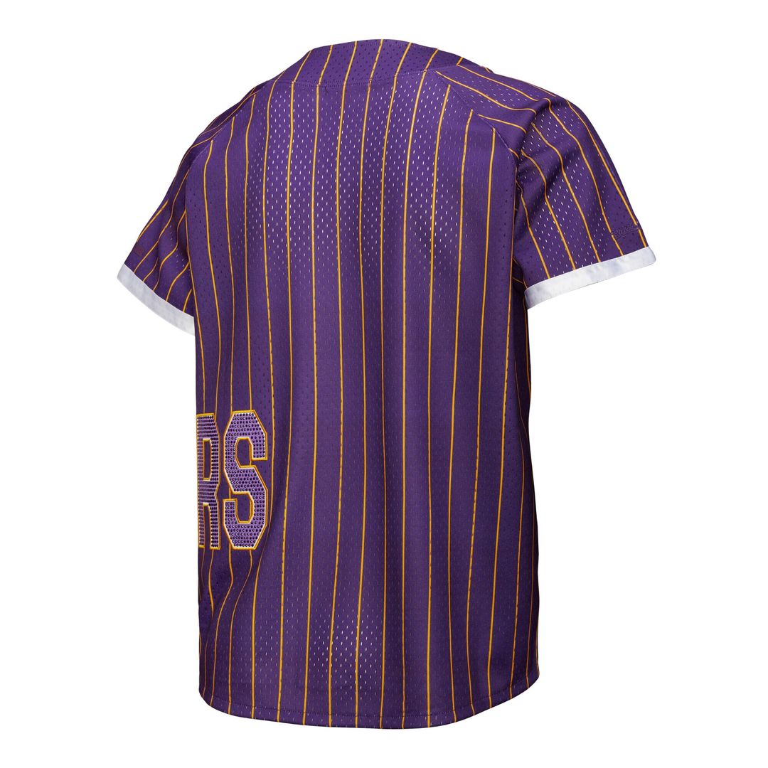Los Angeles Lakers Mitchell & Ness x DANNIJO Women's Fashion Baseball Jersey - Purple Team Jersey Sports Fan Apparel