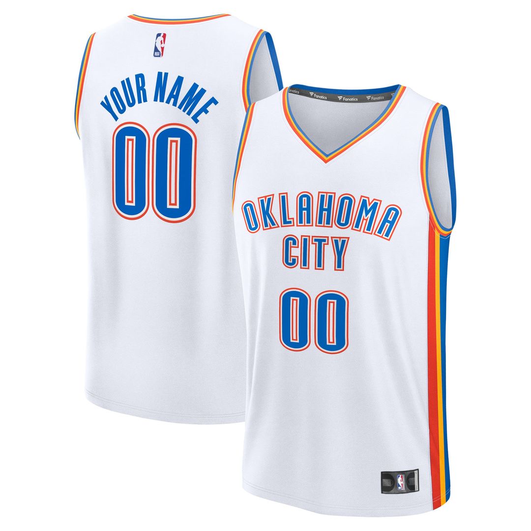 Oklahoma City Thunder Fanatics Fast Break Custom Jersey - Association Edition - White Team Jersey Sports Fan Apparel