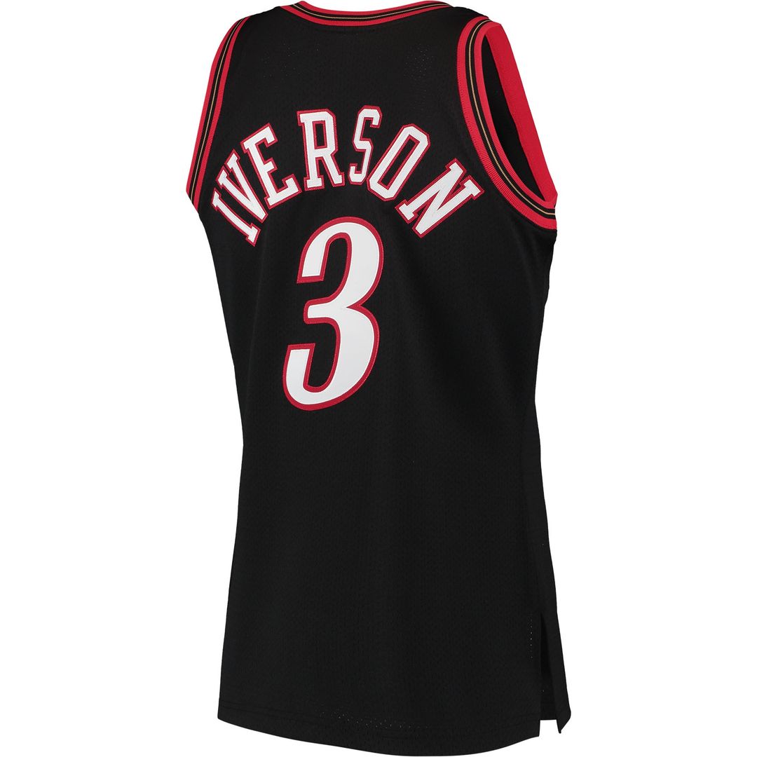 Philadelphia 76ers Allen Iverson Mitchell & Ness 1997/98 Hardwood Classics Authentic Jersey - Black Team Jersey Sports Fan Apparel