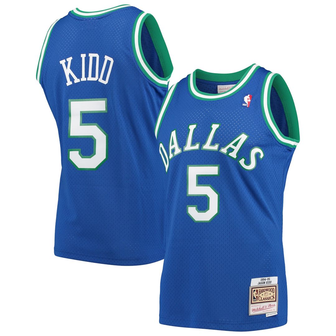 Dallas Mavericks Jason Kidd Mitchell & Ness 1994/95 Hardwood Classics Swingman Jersey - Blue Team Jersey Sports Fan Apparel